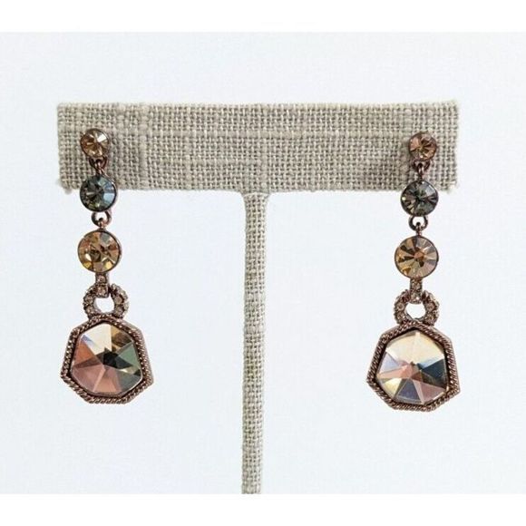 Givenchy Drop Crystal And Rhinestone Earrings - neutrals and Brown Toned - Picture 1 of 7